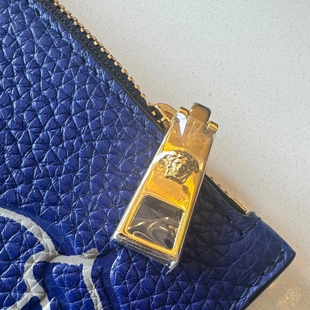 Versace Blue Medusa Leather Clutch Wristlet NWT with Dust Bag - Picture 2 of 7